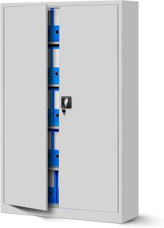 Jan Nowak Büroschrank 'C001II' mit Flügeltüren, Stahlblech pulverbeschichtet grau, 185 x 115 x 40 cm