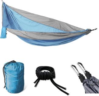 SVITA Hängematte Outdoor Camping ultraleicht Befestigung 1-2 Personen Blau Grau