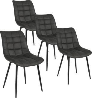 WOLTU 4 x Esszimmerstühle 4er Set Esszimmerstuhl Küchenstuhl Polsterstuhl Design Stuhl mit Rückenlehne, mit Sitzfläche aus Stoffbezug, Gestell aus Metall, Anthrazit, BH247an-4