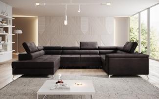 Designer Sofa Torino mit Schlaf- und Klappfunktion Samt Dunkelbraun Links