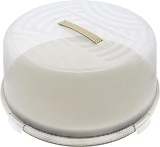 BranQ - Home essential Joy runder Kuchenbehälter mit hoher Abdeckung und mit praktischem Tragegriff, Kunststoff (PP) BPA-frei, Salbeifarbe/transparent, 334x156 mm