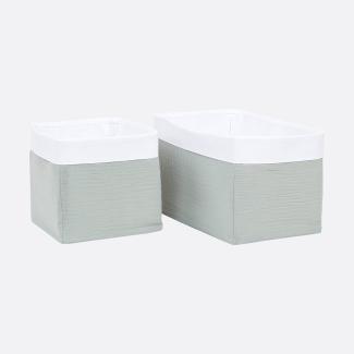 KraftKids Stoff-Körbchen in Musselin mint, Aufbewahrungskorb für Kinderzimmer, Aufbewahrungsbox fürs Bad, Größe 20 x 20 x 20 cm