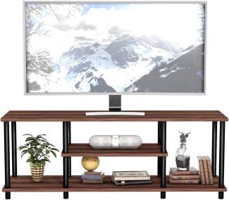 COSTWAY TV-Schrank Fernsehschrank TV-Regal mit Metallrahmen, Fernsehtisch Wohnzimmerschrank Küchenschrank 110cm breit Sideboard für Fernseher (Kaffee)