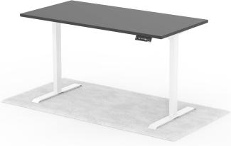 elektrisch höhenverstellbarer Schreibtisch DESK 160 x 80 cm - Gestell Weiss, Platte Anthrazit