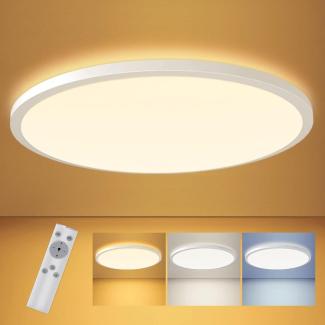 LEDYA Flach LED Deckenleuchte mit Fernbedienung, 18W 1600LM Rund Deckenlampe 2700K-6500K Dimmar, Ultra Dünn Deckenbeleuchtung für Wohnzimmer, Badezimmer, Küche, Balkon, Bad, Flur, Ø295×25mm