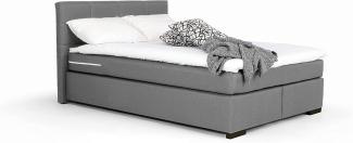Mivano Beast Boxbett, Komfortables Bett mit Durchgehender Matratze (H3) und Topper, Flachgewebe Jam Grau, Liegefläche 140 x 200 cm