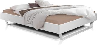 Möbel-Eins LUKY Kufenbett ohne Kopfteil, Material Massivholz, Fichte massiv, Kufen weiß weiss 90 x 220 cm