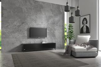 Wuun® TV-Board Lowboard Wohnwand TV-Bank Somero / 180cm / Schwarz-Matt/Vita Schwarz