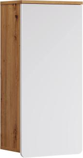 Badezimmer Hängeschrank Ciara weiß Hochglanz und Eiche 37 x 77 cm
