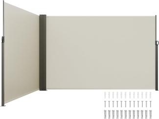 VEVOR Seitenmarkise 200 x 600 cm Seitenwandmarkise aus 180 g/m² Polyestergewebe mit PU-Beschichtung Markise einziehbarer Griff mit Federmechanismus Sichtschutz Blickschutz für Balkone Innenhöfe Beige