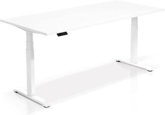 Möbel-Eins OFFICE ONE elektrisch höhenverstellbarer Schreibtisch / Stehtisch, Material Dekorspanplatte weiss 160x80 cm weiss