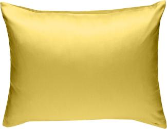 Bettwaesche-mit-Stil Mako-Satin / Baumwollsatin Bettwäsche uni / einfarbig gelb Kissenbezug 70x90 cm