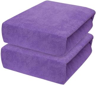 2 x Frottee Spannbettlaken für 90 x 40 cm Babybett Wiege Matratze (Violett)