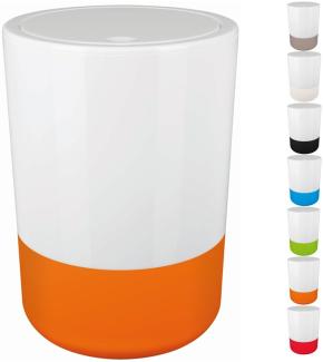 Spirella Design Kosmetikeimer "Moji" Bad Treteimer Schwingdeckeleimer Abfallbehälter mit Schwingdeckel 5 Liter mit Silikonboden Weiß/Orange