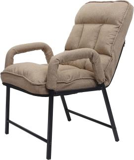 Esszimmerstuhl HWC-K40, Stuhl Polsterstuhl, 160kg belastbar Rückenlehne verstellbar Metall ~ Stoff/Textil hellbraun