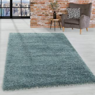 HomebyHome Hochflor Wohnzimmer Teppich 300x400 cm Einfarbig Blau Teppich Langflor Shaggy Modern Teppich für Schlafzimmer, Pflegeleicht Flauschig Weich Rechteckig Großer Teppich