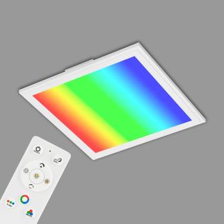 Briloner Leuchten Ultraflaches RGB CCT LED Panel, Deckenleuchte quadratisch (29. 5 x 29. 5cm), Weiß, Farbtemperatursteuerung (3. 000-6. 500 Kelvin), Dimmbar, 1. 800 Lumen Lichtleistung, Kunststoff