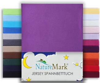 NatureMark Premium WASSERBETTEN & BOXSPRINGBETTEN Spannbettlaken Jersey 200x220cm +40cm Steghöhe Größe 180x200-200x220 cm, Farbe: Lila/Pflaume