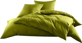 Bettwaesche-mit-Stil Mako-Satin / Baumwollsatin Bettwäsche uni / einfarbig grün Kissenbezug 80x80 cm