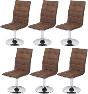 6er-Set Esszimmerstuhl HWC-C41, Stuhl Küchenstuhl, höhenverstellbar drehbar, Stoff/Textil ~ vintage braun