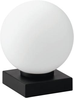 Kleine LED Tischleuchte Sockel Schwarz - Kugel Opalglas Weiß Ø17cm