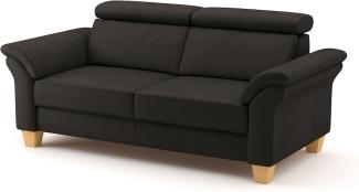 CAVADORE 3-Sitzer-Sofa Ammerland in Echtleder / Landhaus-Sofa mit Federkern + Kopfteilverstellung / 186 x 84 x 93 / Leder Dunkelbraun