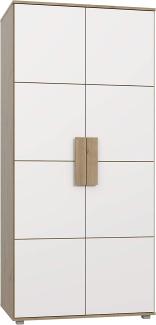 Schrank Kleiderschrank ARKINA mit 2 Türen in Artisan Eiche und Weiß