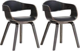 2er Set Stühle Kingston Kunstleder, schwarz/grau
