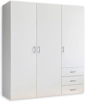 HARRY Kleiderschrank Weiß - Vielseitiger Drehtürenschrank 3-türig für Ihr Schlafzimmer - 150 x 176 x 51 cm (B/H/T)