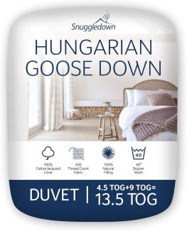 Snuggledown Bettdecke ungarische Gänsedaunen, Für die ganze Jahreszeiten 13.5 Tog (4.5+9.0), Single