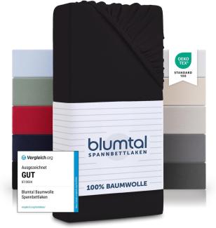 Blumtal® Basics Jersey Spannbettlaken 180x200cm -Oeko-TEX Zertifiziert, 100% Baumwolle Bettlaken, bis 20cm Matratzenhöhe, Schwarz