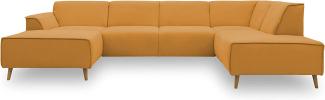 DOMO Collection Jules Wohnlandschaft, Skandinavisches Sofa mit Federkern, Couch in U-Form, gelb, 159x333x191 cm