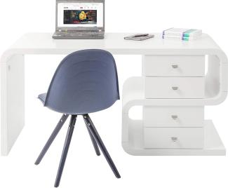 Kare Design Schreibtisch White Club Snake, großer, moderner Computertisch, Laptoptisch, PC Arbeitstisch Organizer, Hochglanz, Weiß (H/B/T) 76x150x70cm