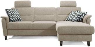 Cavadore Schlafsofa Palera mit Federkern / L-Form Sofa mit Bettfunktion / 244 x 89 x 164 / Stoff Creme