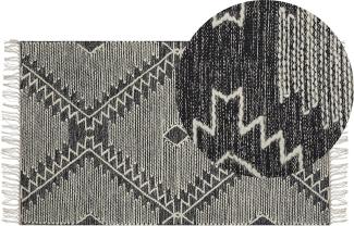 Teppich Baumwolle schwarz weiß 80 x 150 cm Kurzflor ARBAA