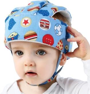 IULONEE Baby Schutz Helm Einstellbare Kinder Sturzhelm Kopfschutz Schutzgeschirre Kappe Safehead Krabbelhelm (Fußball Blau)