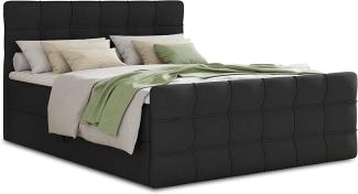 'Best Lux' Boxspringbett mit Fußteil, 2 Bettkästen, Bonell-Matratze und Topper, schwarz (Inari 100), 160 x 200 cm