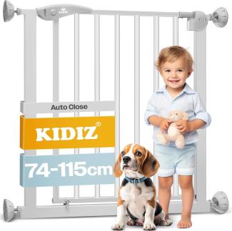 KIDIZ® Türschutzgitter Absperrgitter Treppengitter Kindergitter | Gitter Haustier | ohne Bohren | beidseitig schwenkbar, Farbe: Grau, Größe: 74-87 cm