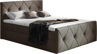 Stylefy 'Arian Lux' Boxspringbett, Velours  Braun 120 x 200 cm