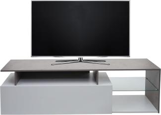 TV-Rack HWC-L35, Lowboard Fernsehtisch Sideboard TV-Schrank Kommode, Holz 47x170x40cm Staufach, Beton-Optik weiß