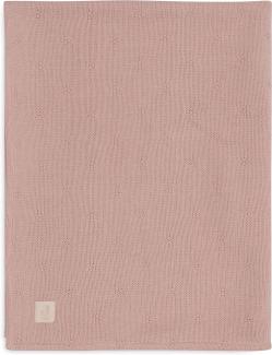 Jollein Babydecke Cosy Knit, Wild Rose - Velvet - 100x150cm - 60% Baumwolle, 40% Acryl, Innenseite 100% Polyester - Fürs Kinderbett - 2.0 TOG - OEKO-TEX Zertifiziert - Strickmuster