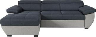 Mivano Schlafsofa Speedway / Moderne Couch in L-Form mit Bett, Bettkasten und verstellbaren Kopfteilen / 267 x 79 x 170 / Zweifarbig: Schwarz-Grau