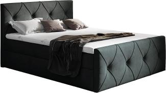 Stylefy 'Arian Lux' Boxspringbett, Velours  Schwarz 120 x 200 cm