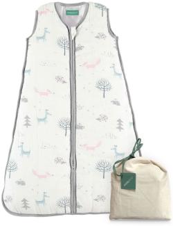 molis&co. Baby-Schlafsack. 2.5 TOG. Größe: 95 cm (18-36 Monate). Ideal für die Übergangszeit und den Winter. Superweich und warm. Wald. Premium-Musselin mit Futter.