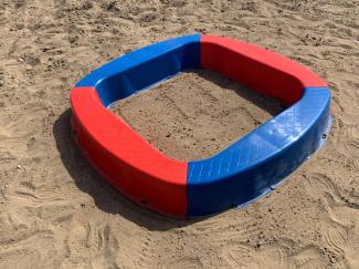 \"Buri Premium Sandkasten aus Kunststoff in verschiedenen Farben 150 x 150 x 20 cm Made in Germany rot/blau\"