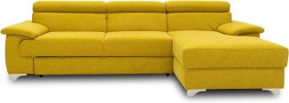 DOMO. collection Niria Ecksofa | Eckcouch mit Schlaffunktion und Rückenfunktion | Sofa L Form Couch, Schlafsofa, gelb, 271x167x78 cm