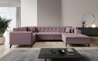 Designer Sofa Neola mit Schlaffunktion Stoff Rosé Rechts