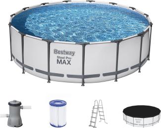 Steel Pro MAX™ Frame Pool Komplett-Set mit Filterpumpe Ø 457 x 122 cm, lichtgrau, rund