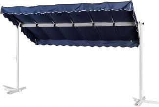 Grasekamp Standmarkise Dubai Blau 375x225cm Terrassenüberdachung Raffmarkise Mobile Markise Blau