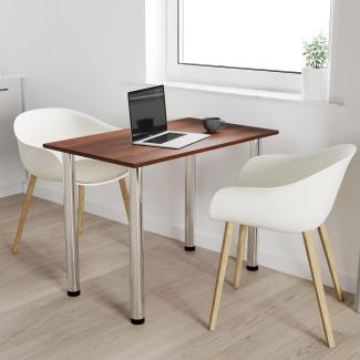 100x50 | Esszimmertisch - Esstisch - Tisch mit Chrombeinen - Küchentisch - Bürotisch | WALNUSS